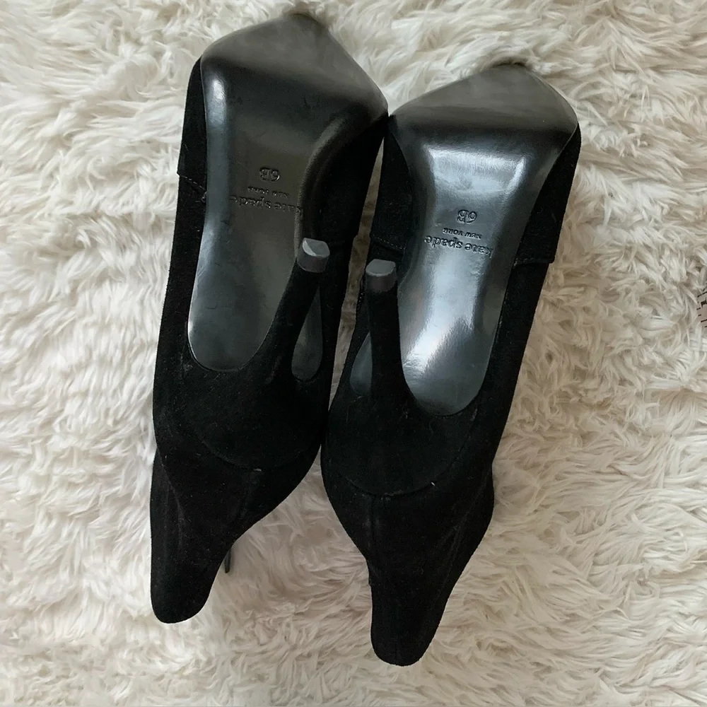Kate Spade Vikki Black Suede Pointed Toe Booties Ankle Boots 6B